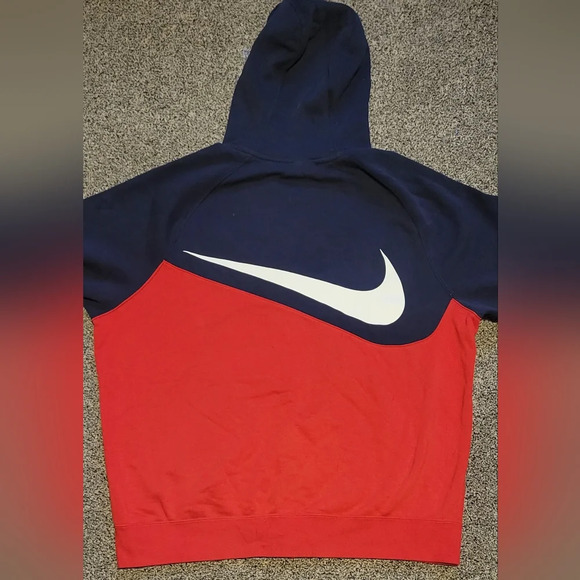 NIKE full zip hooded sweatshirt, logo front & back red white navy mens XLG 90s - Picture 8 of 11
